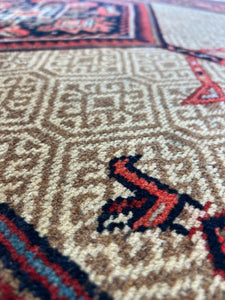 Jannat, antique camel hair Persian tribal rug, 3 x 6’9