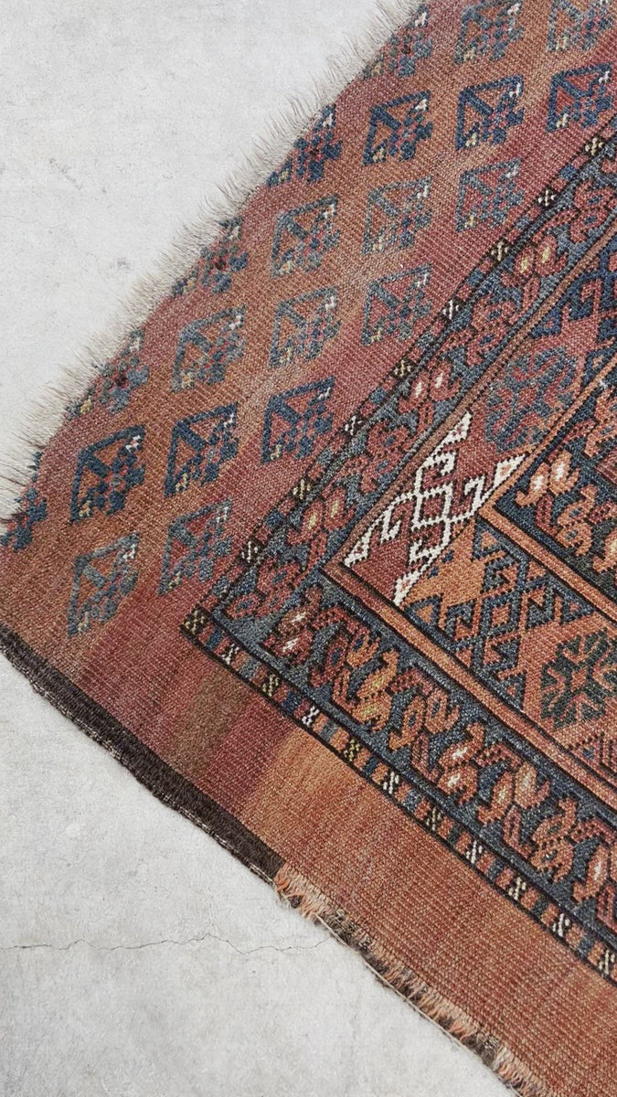 Alexei, Antique Turkmen Chuval or bag face tribal rug , 3'3 x 6'3