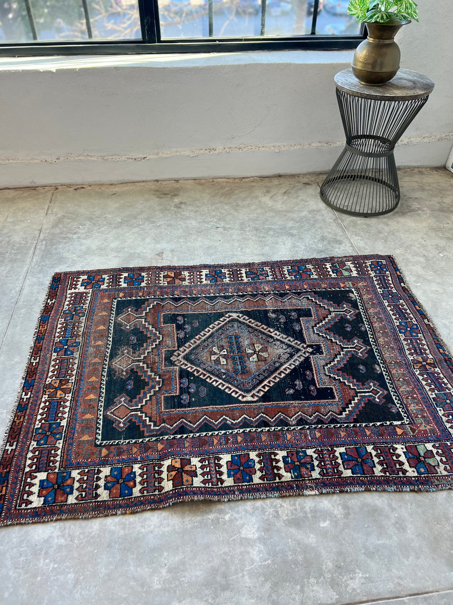 Nure, Afshar tribal scatter rug circa 1930s, 3'7 x 5 – Sapere Collection
