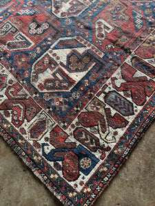 Jabari, Antique Persian Shiraz tribal rug, 7’5 x 9’8