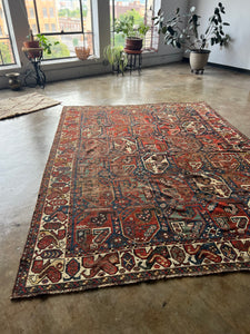 Jabari, Antique Persian Shiraz tribal rug, 7’5 x 9’8