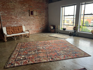 Jabari, Antique Persian Shiraz tribal rug, 7’5 x 9’8