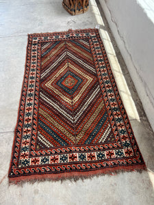 Neda, vintage 1940s, Caucasian tribal rug, 3’6 x 6’7