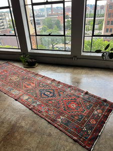 Mendel, vintage Persian Heriz runner 3’2 x 11’5