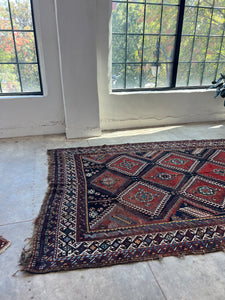 Rad, antique Shiraz tribal rug, 6’11 x 11’7