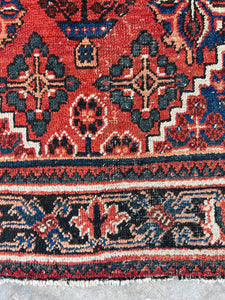Behnaz, antique Persian Joshegan scatter rug, 4’2 x 6’7