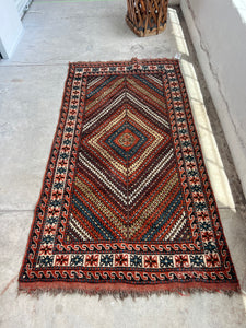 Neda, vintage 1940s, Caucasian tribal rug, 3’6 x 6’7