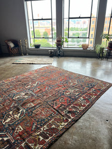 Jabari, Antique Persian Shiraz tribal rug, 7’5 x 9’8