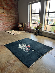 Jigme, Tibeton dragon rug, 5' x 5' 10"