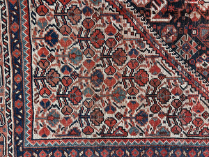 Gohar, vintage tribal Persian Shiraz, 7’6 x 9’6