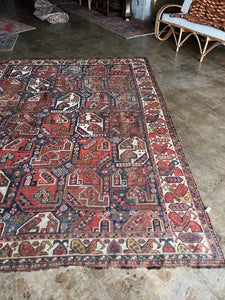 Jabari, Antique Persian Shiraz tribal rug, 7’5 x 9’8