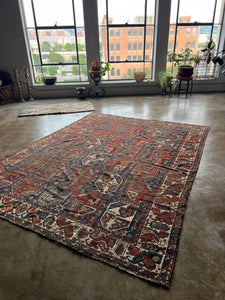 Jabari, Antique Persian Shiraz tribal rug, 7’5 x 9’8