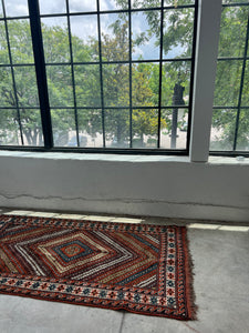 Neda, vintage 1940s, Caucasian tribal rug, 3’6 x 6’7