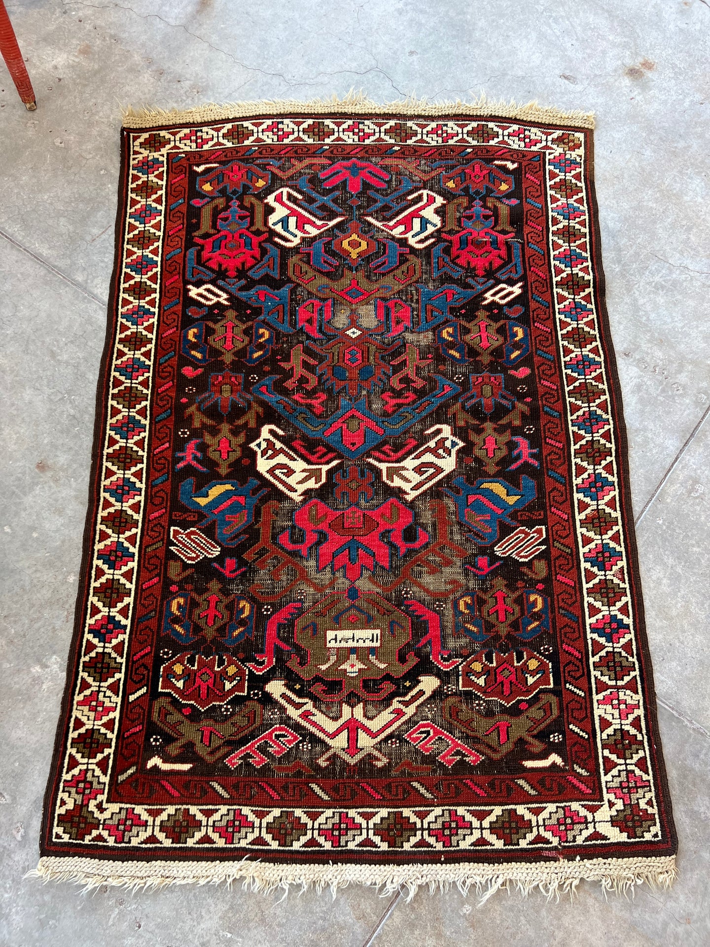 Mahsa, very old Caucasian Kuba rug, 3' 3