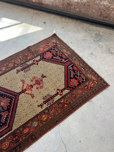 Jannat, antique camel hair Persian tribal rug, 3 x 6’9