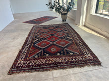 Load image into Gallery viewer, Rad, antique Shiraz tribal rug, 6’11 x 11’7
