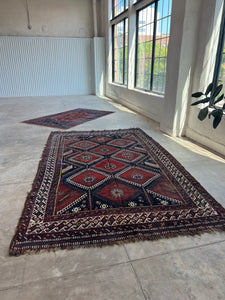 Rad, antique Shiraz tribal rug, 6’11 x 11’7