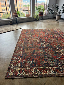 Jabari, Antique Persian Shiraz tribal rug, 7’5 x 9’8