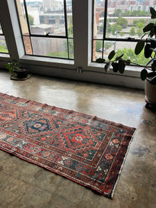 Mendel, vintage Persian Heriz runner 3’2 x 11’5