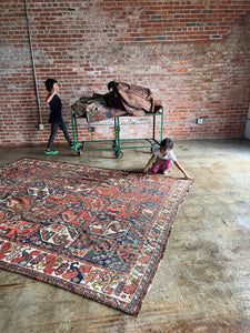 Jabari, Antique Persian Shiraz tribal rug, 7’5 x 9’8