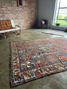 Jabari, Antique Persian Shiraz tribal rug, 7’5 x 9’8