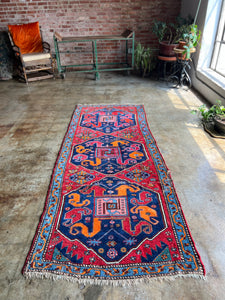 Nima, antique Persian Karabagh runner, 3’6 x 9’1