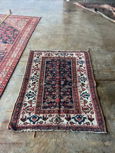 Hestia, antique Persian Malayer scatter rug, 3’1 x 4’1