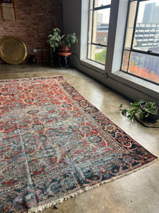 Cyrus, vintage Varamin Persian rug with Mina Khani design 7’11 x 11’3