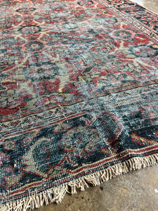 Cyrus, vintage Varamin Persian rug with Mina Khani design 7’11 x 11’3