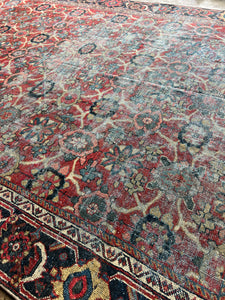 Cyrus, vintage Varamin Persian rug with Mina Khani design 7’11 x 11’3