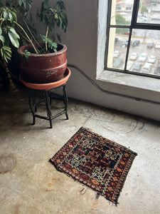 Cario, vintage Baluch tribal rug with animals, 1'7 x 1'9.5