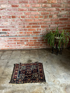 Cario, vintage Baluch tribal rug with animals, 1'7 x 1'9.5