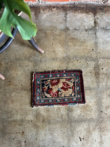 Cye, teeny Afshar tribal rug, 1'3 x 10.5"