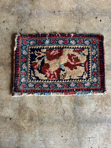 Cye, teeny Afshar tribal rug, 1'3 x 10.5"