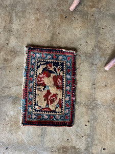 Cye, teeny Afshar tribal rug, 1'3 x 10.5"