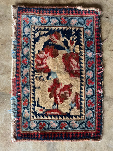 Cye, teeny Afshar tribal rug, 1'3 x 10.5"