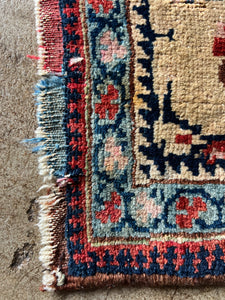 Cye, teeny Afshar tribal rug, 1'3 x 10.5"