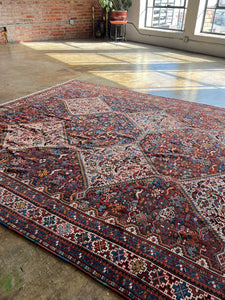 Chehrazar, Antique Khamseh tribal rug, 1920s, 6’9 x 9’10