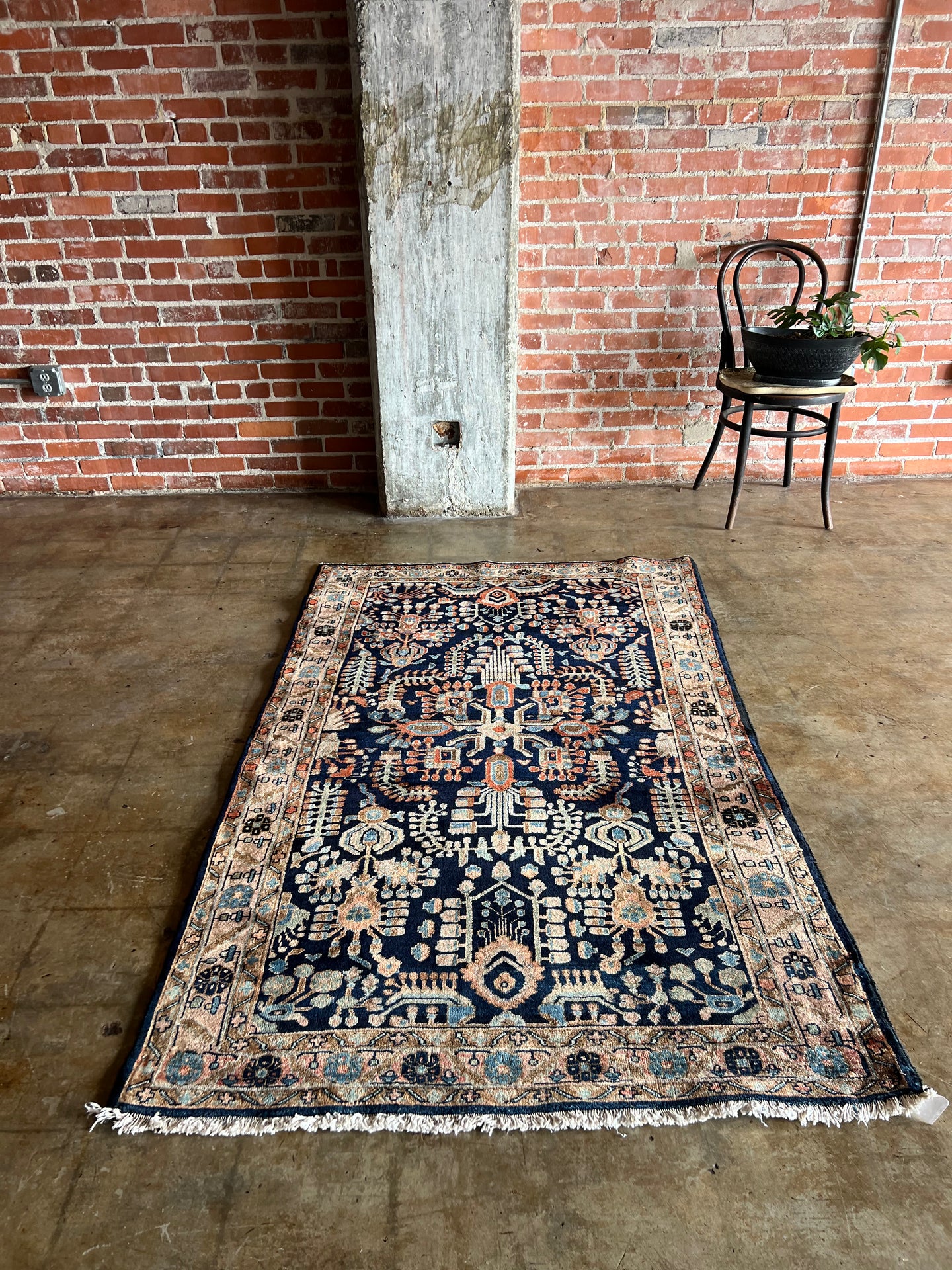 Gharib, Antique Persian Blue Sarouk, 4'1 x 6'7