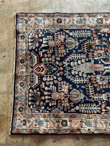 Gharib, Antique Persian Blue Sarouk, 4'1 x 6'7