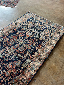 Gharib, Antique Persian Blue Sarouk, 4'1 x 6'7