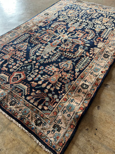 Gharib, Antique Persian Blue Sarouk, 4'1 x 6'7