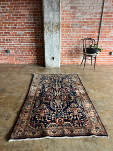 Gharib, Antique Persian Blue Sarouk, 4'1 x 6'7