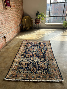 Gharib, Antique Persian Blue Sarouk, 4'1 x 6'7