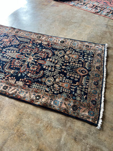 Gharib, Antique Persian Blue Sarouk, 4'1 x 6'7