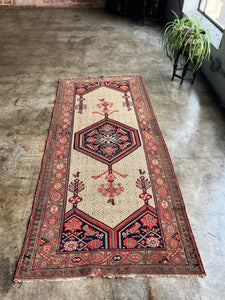 Jannat, antique camel hair Persian tribal rug, 3 x 6’9