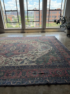 Maryam, antique Persian Heriz/Serapi, 14'4 x 15'