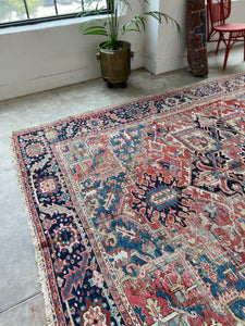 Lida, vintage Persian Heriz circa 1930s, 8’6 x 11’2