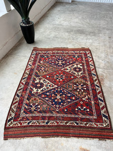 Vadood, antique Afshar tribal rug, 4x5’