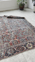 Load and play video in Gallery viewer, Cyrus, vintage Varamin Persian rug with Mina Khani design 7’11 x 11’3
